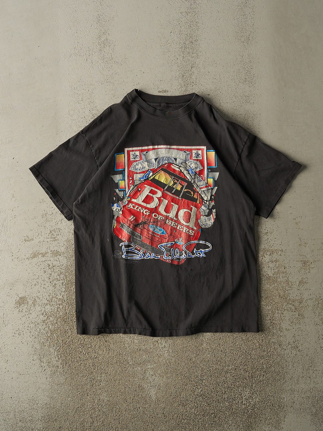 Vintage 92' Faded Black Budweiser Bill Elliot Nascar Tee (L/XL)