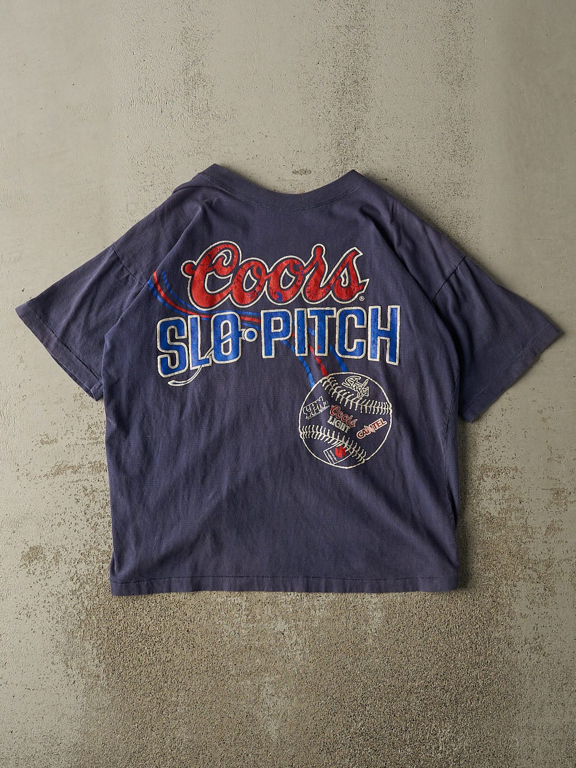 Vintage 90s Navy Blue Coors Slo-Pitch Single Stitch Tee (L/XL)