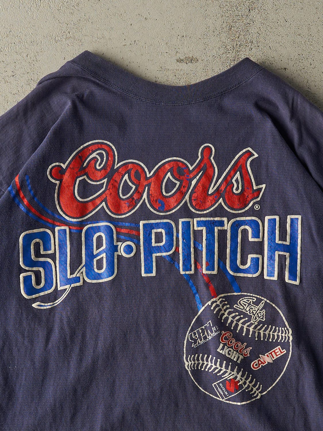 Vintage 90s Navy Blue Coors Slo-Pitch Single Stitch Tee (L/XL)