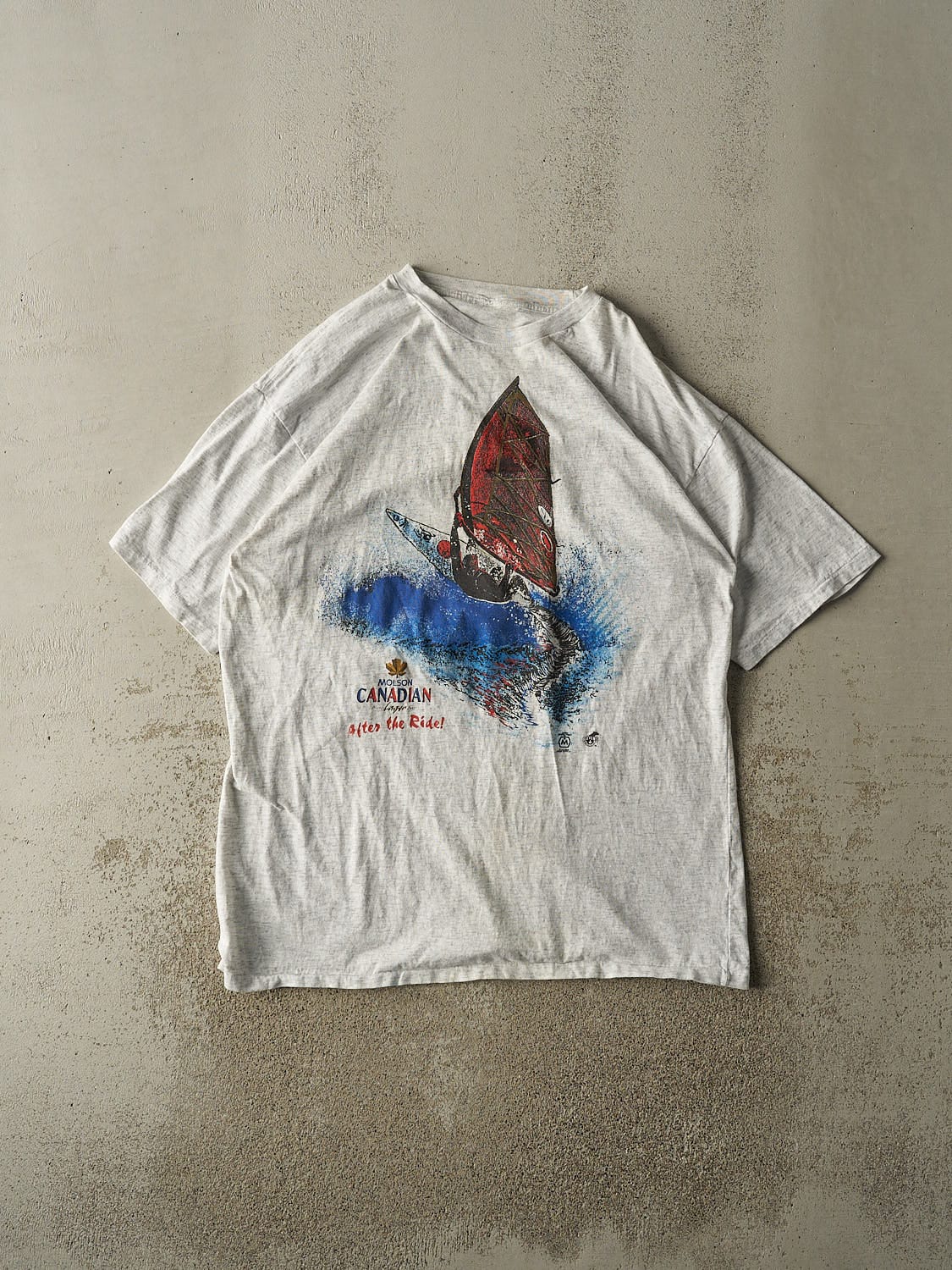 Vintage 90s Heather Grey Molson Canadian Wind Surfing Single Stitch Tee (XL)