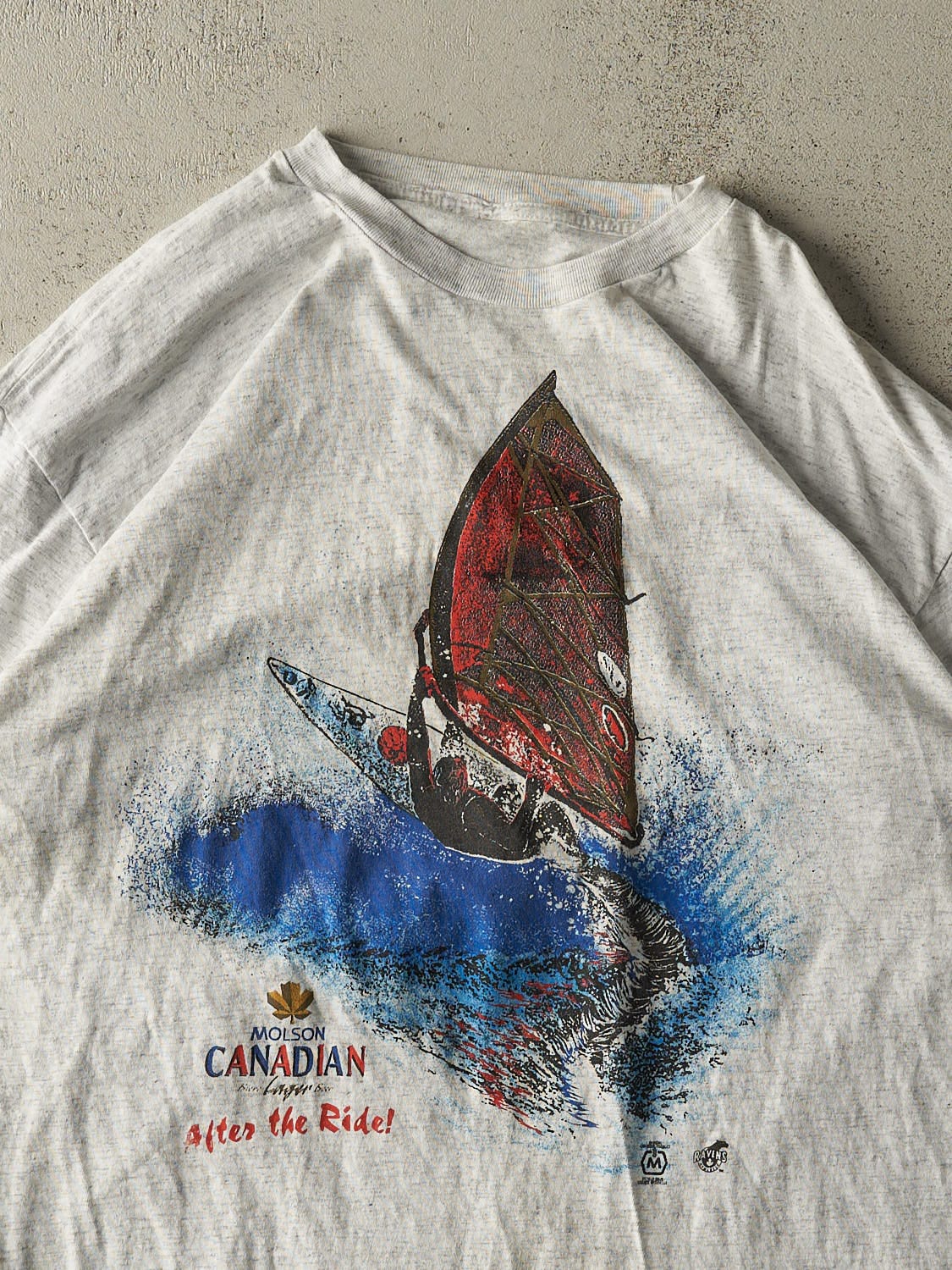 Vintage 90s Heather Grey Molson Canadian Wind Surfing Single Stitch Tee (XL)