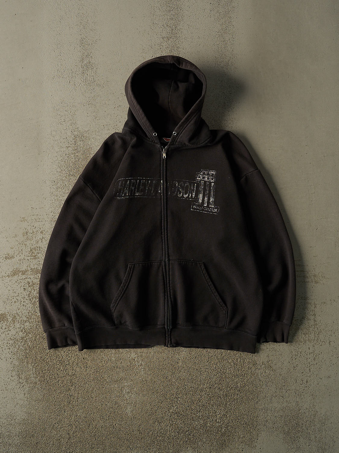 17' Faded Black Harley Davidson Alberta Zip Up Hoodie (XL)