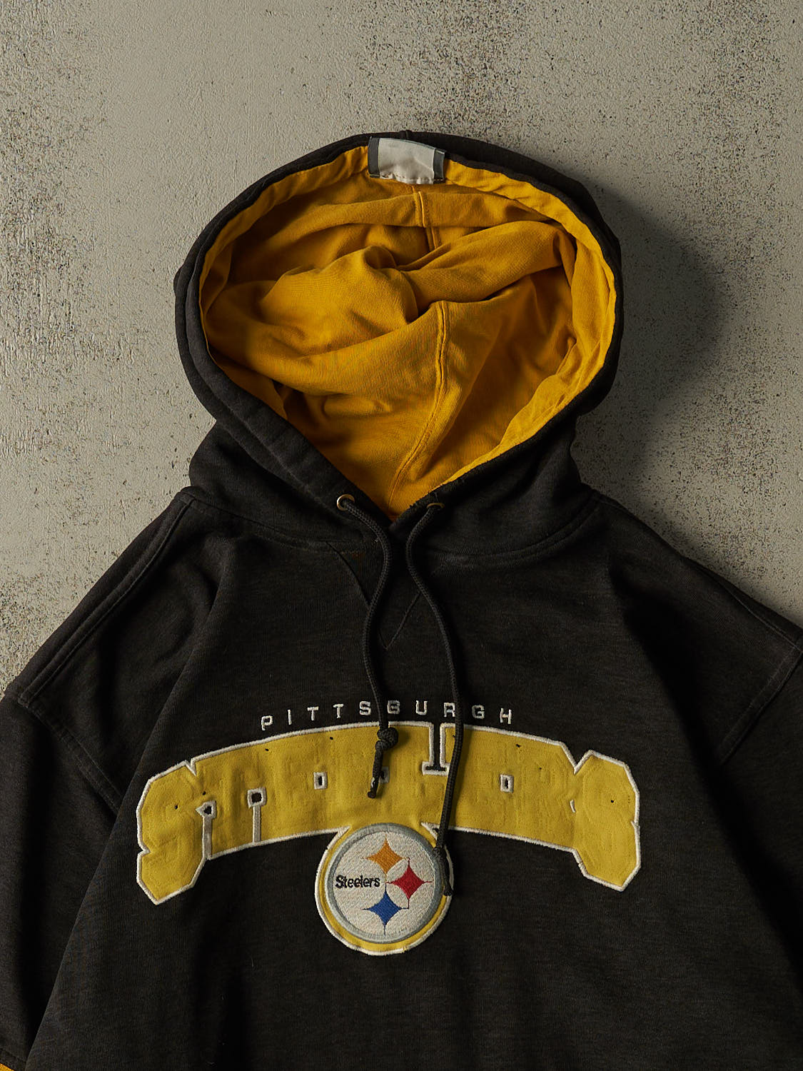 Vintage Y2K Sun Faded Black Pittsburgh Steelers Embroidered Hoodie (M/L)