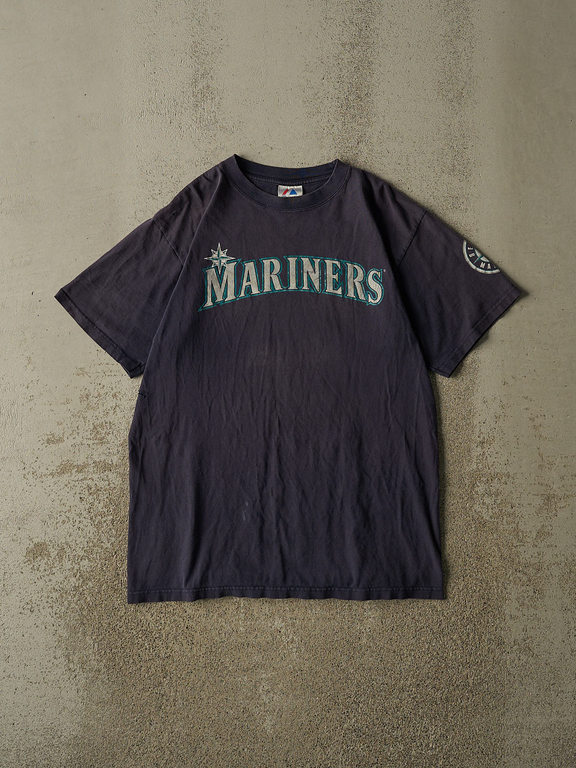 Vintage Y2K Sun Faded Navy Seattle Mariners #12 Morse Tee (L)