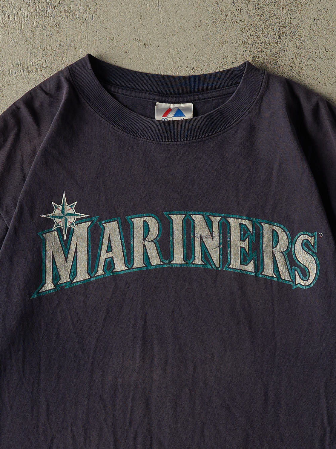 Vintage Y2K Sun Faded Navy Seattle Mariners #12 Morse Tee (L)