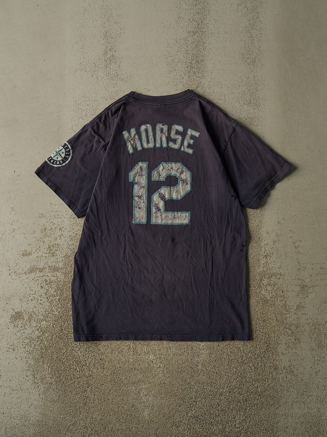 Vintage Y2K Sun Faded Navy Seattle Mariners #12 Morse Tee (L)