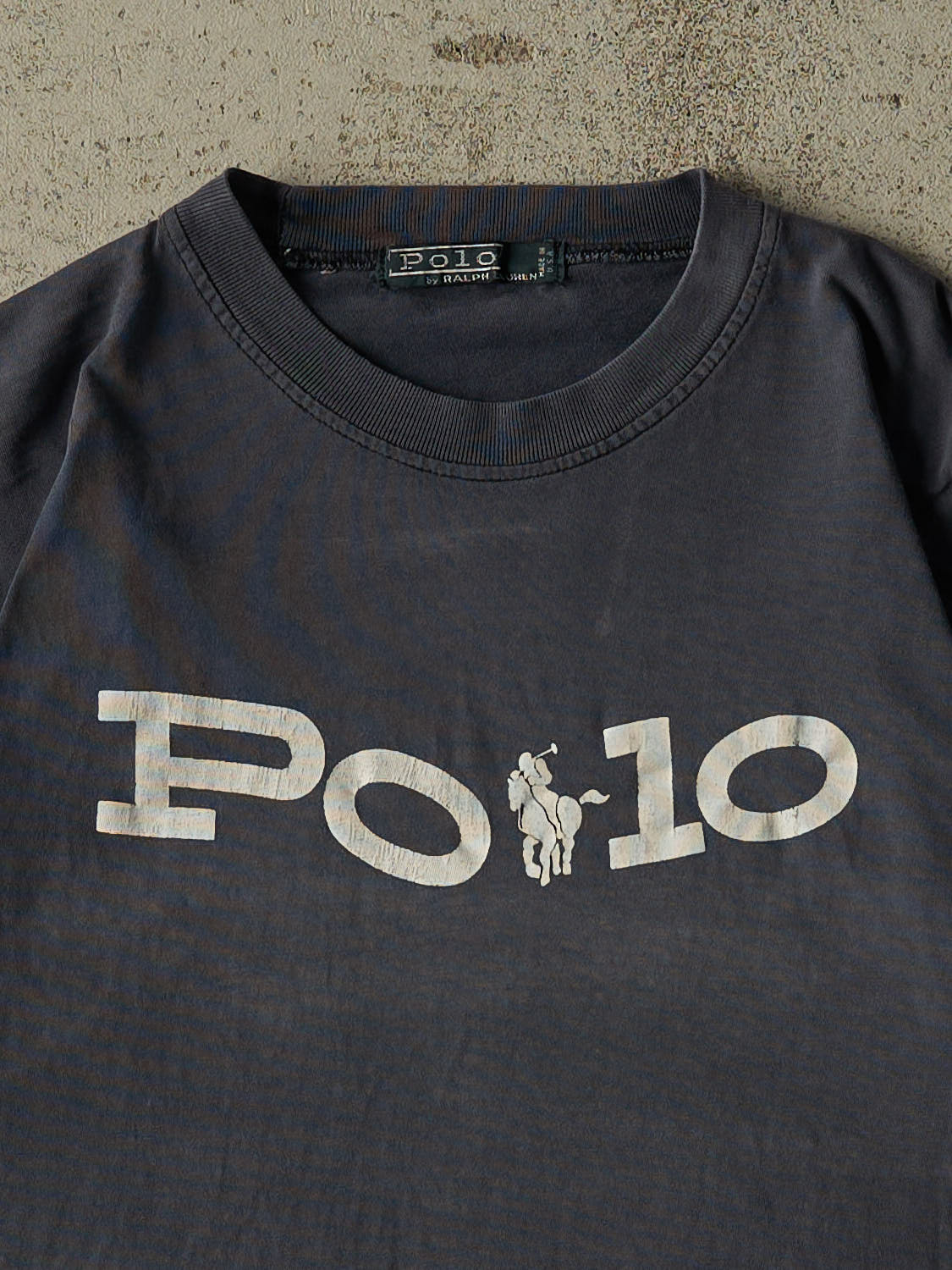 Vintage 80s RARE Sun Faded Navy Polo Tee (S/M)