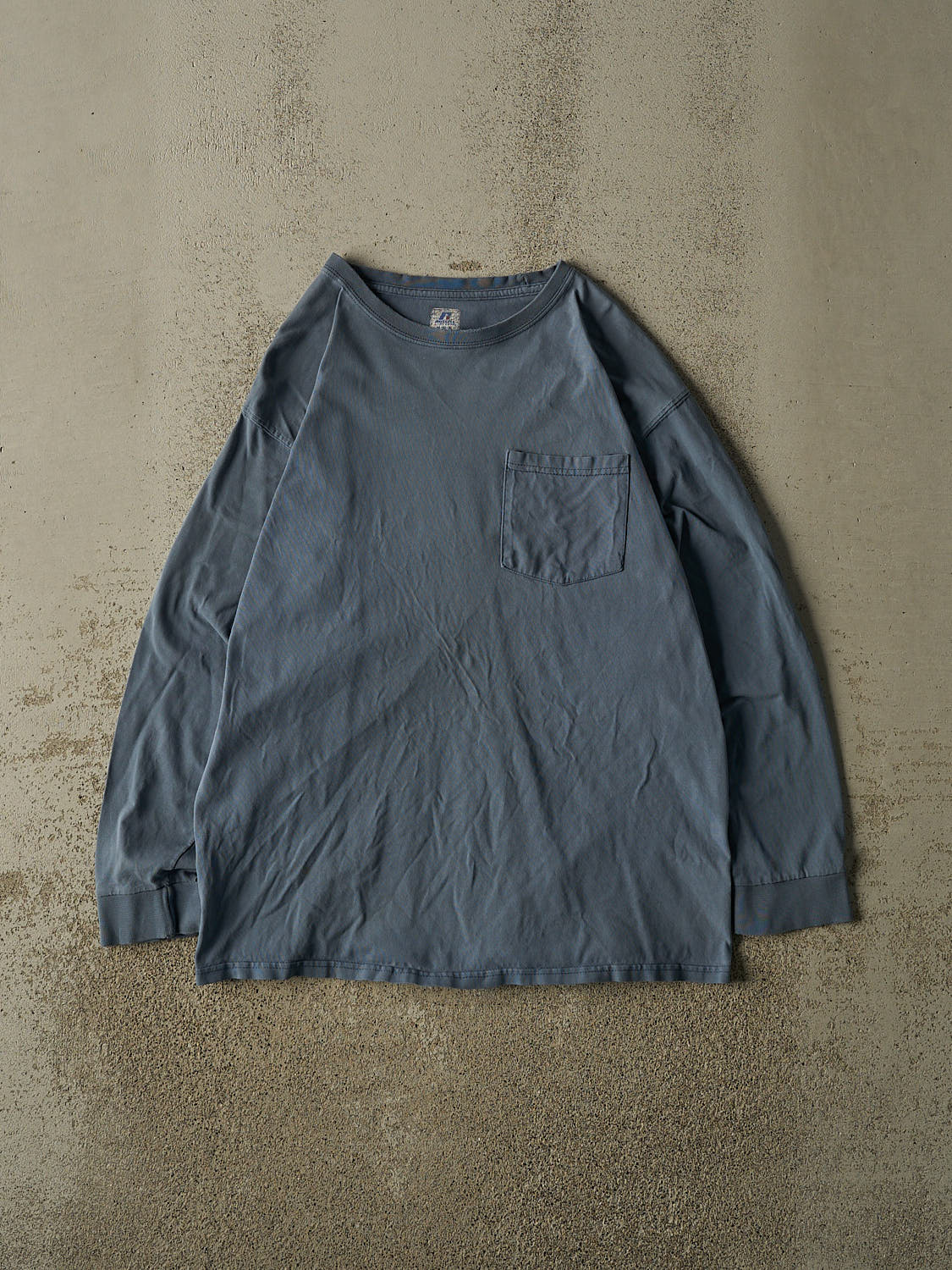 Vintage Y2K Slate Blue Russell Athletic Pocket Long Sleeve (M/L)