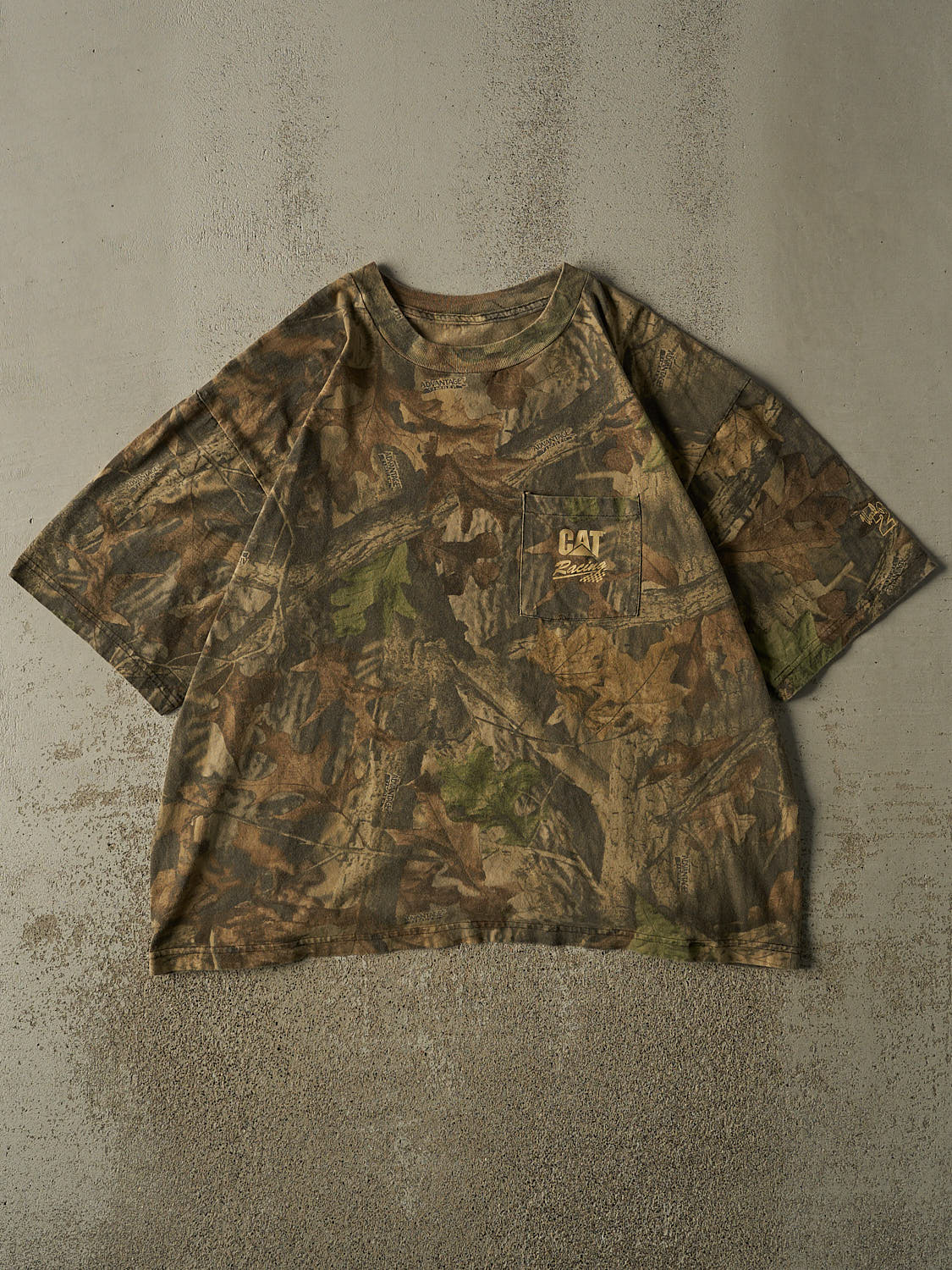Vintage Y2K Camo CAT Racing Pocket Tee (XL/XXL)