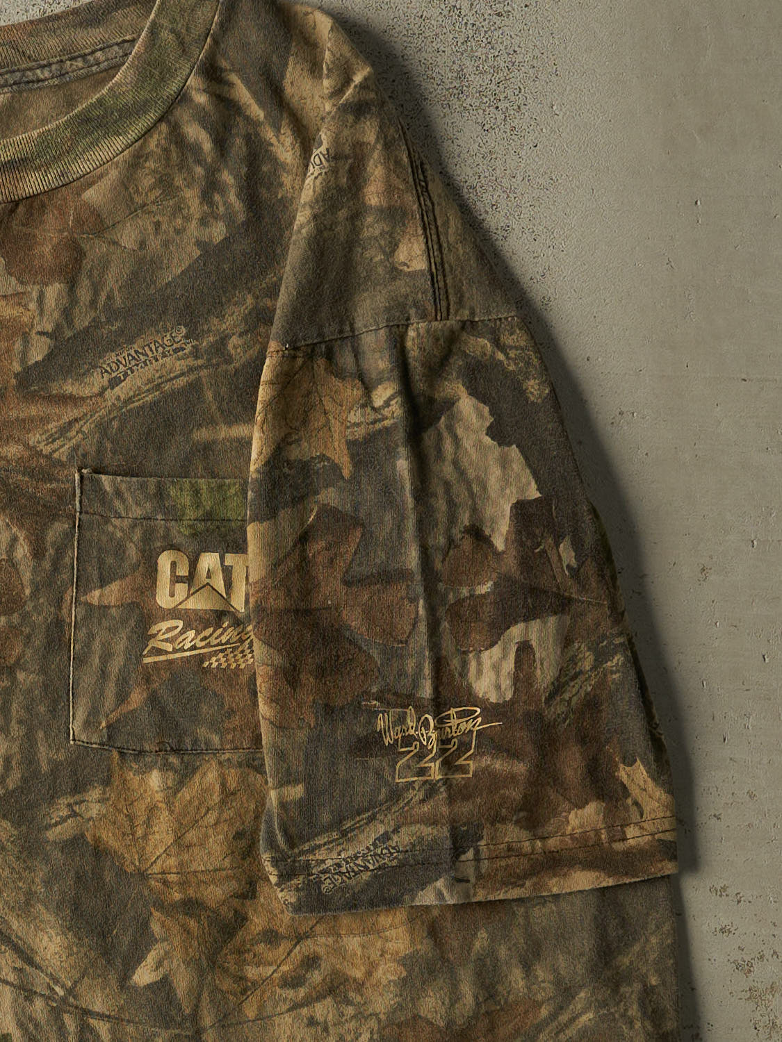 Vintage Y2K Camo CAT Racing Pocket Tee (XL/XXL)