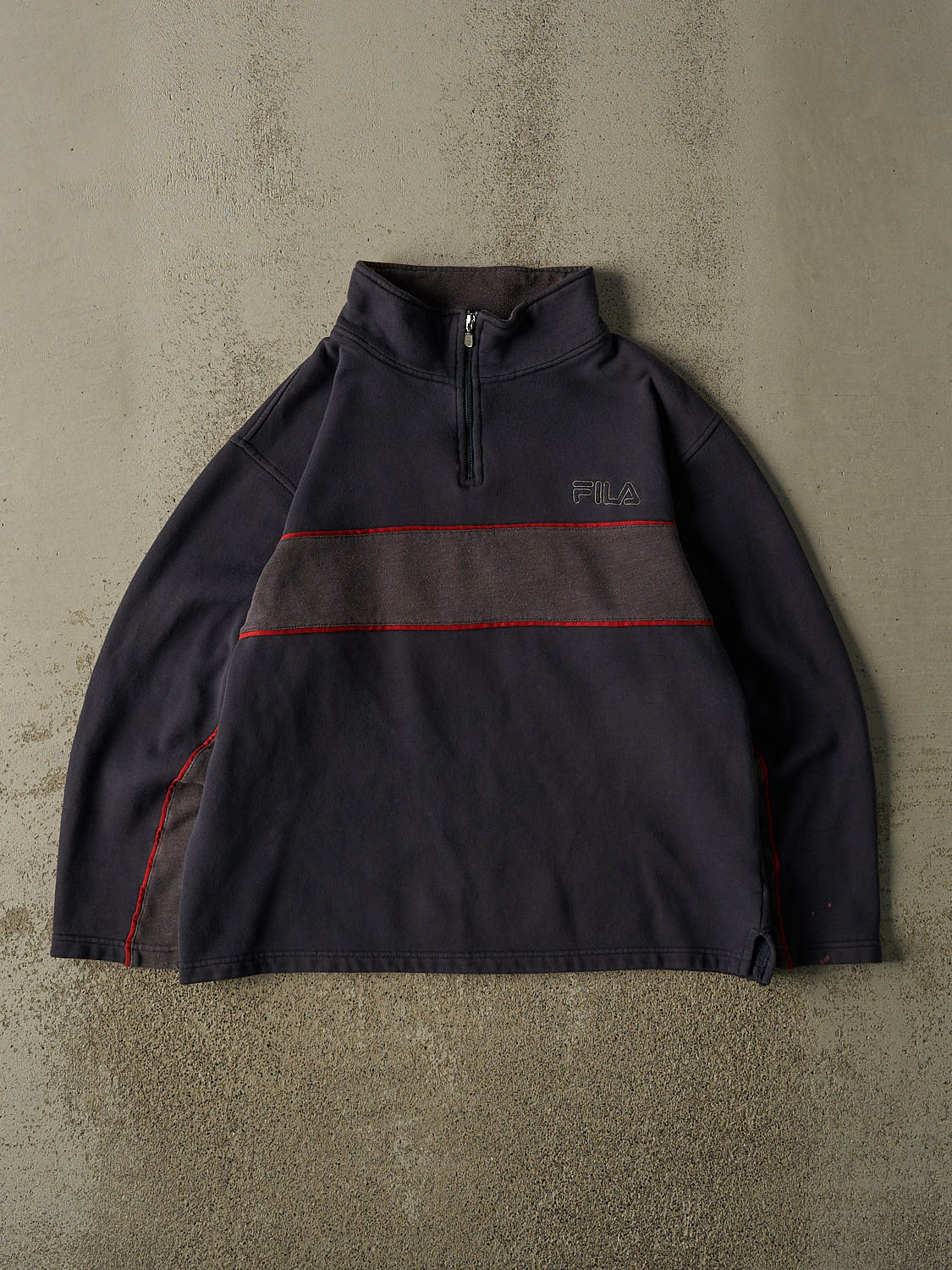 Vintage 90s Navy Blue Fila Quarter Zip Sweater (S/M)