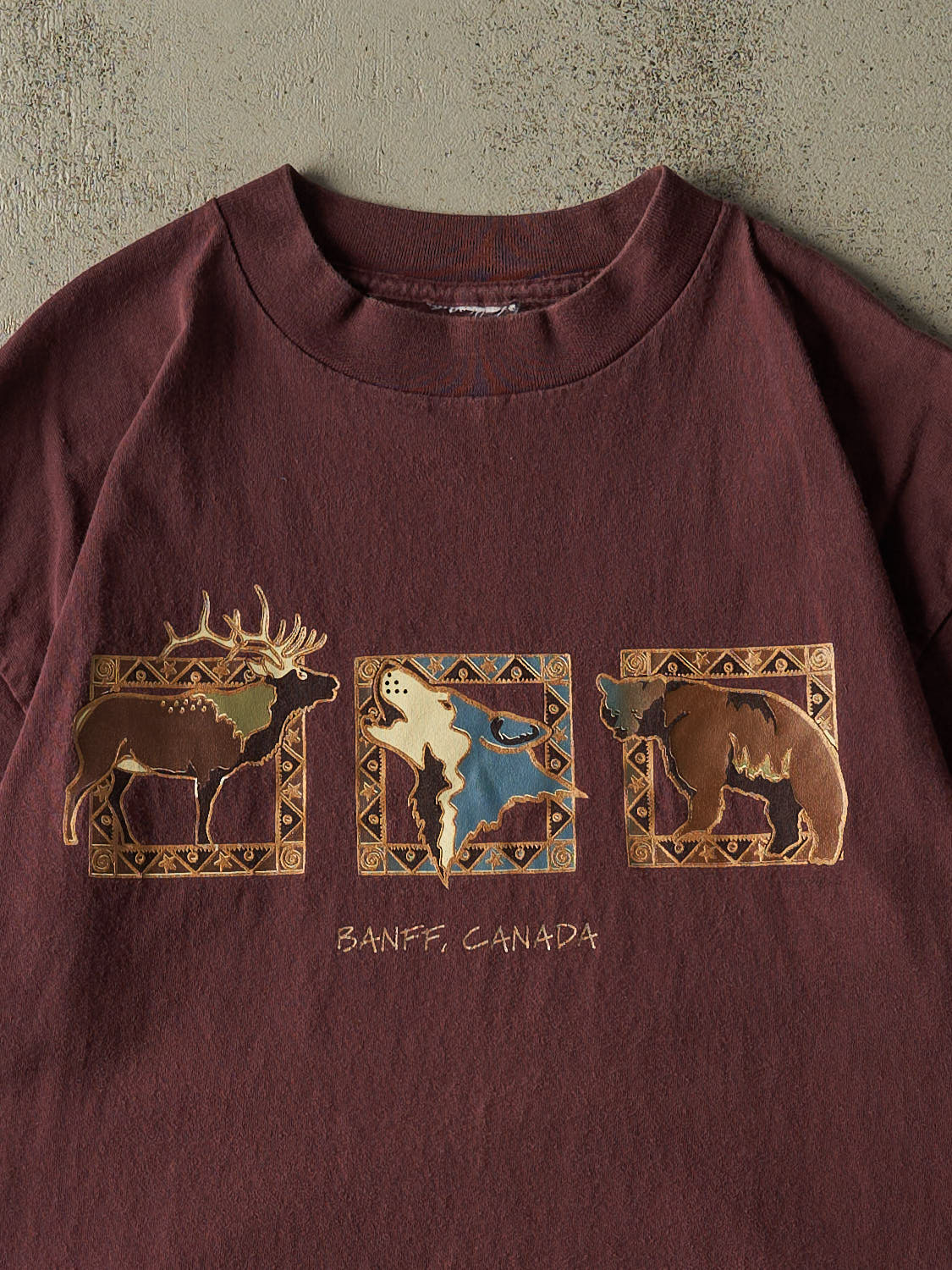 Vintage 90s Burgundy Banff Animal Tee (L/XL)