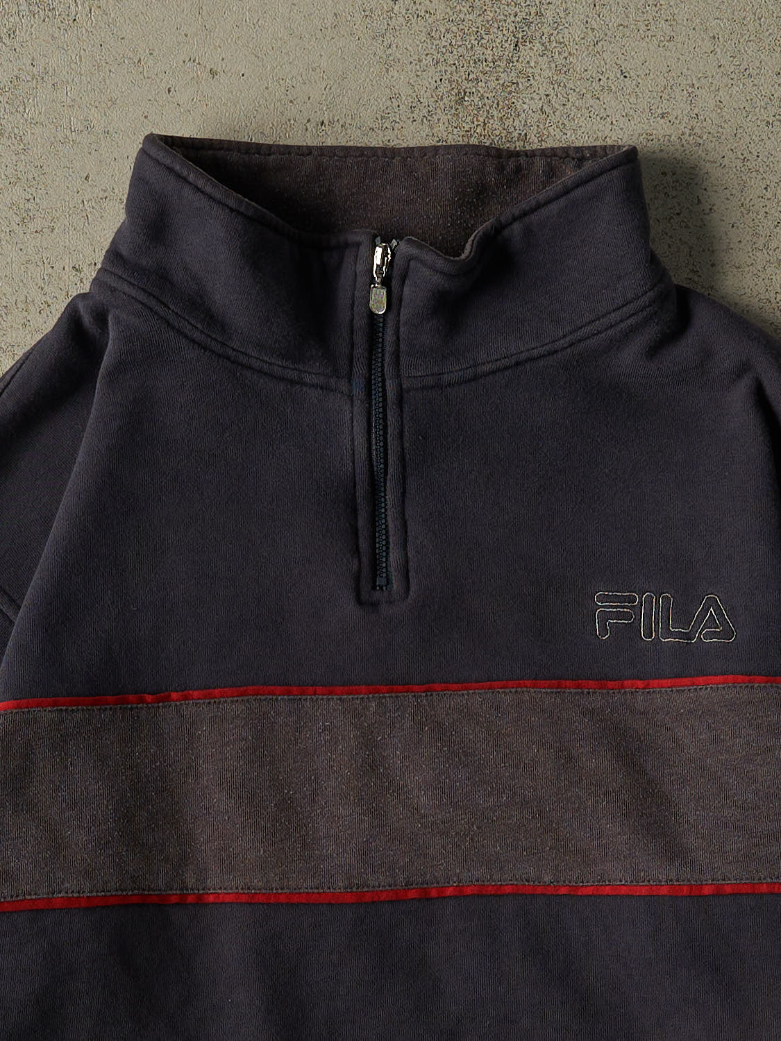 Vintage 90s Navy Blue Fila Quarter Zip Sweater (S/M)