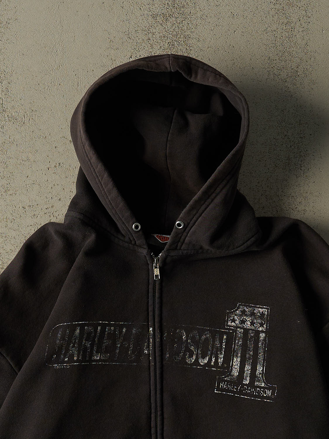 17' Faded Black Harley Davidson Alberta Zip Up Hoodie (XL)
