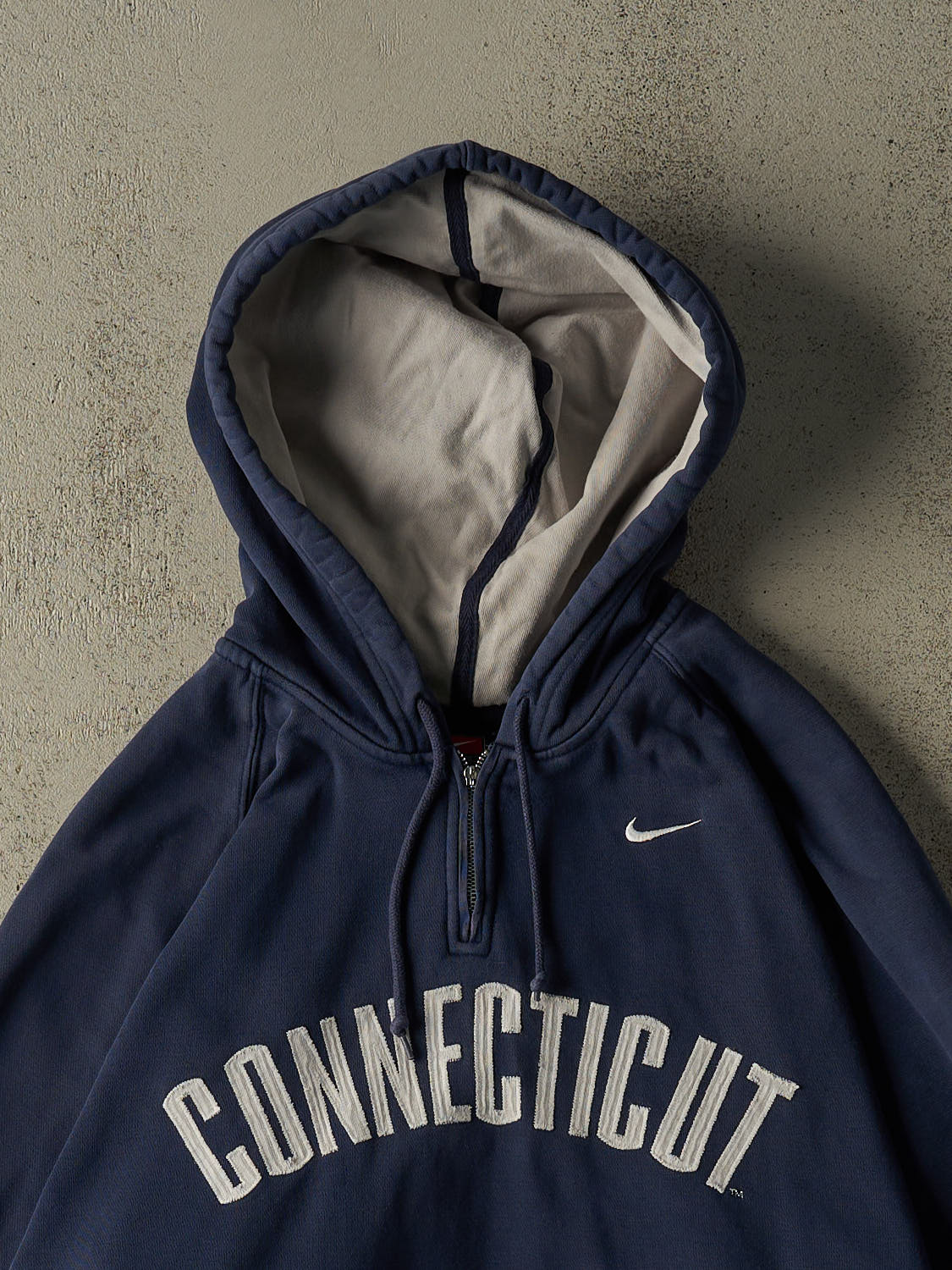 Vintage Y2K Navy Blue University of Connecticut Nike Quarter Zip Hoodie (L)