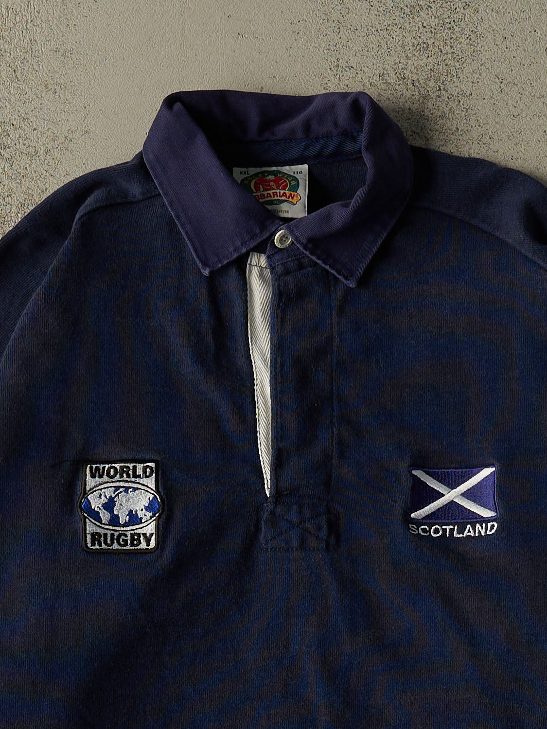 Vintage Y2K Navy Blue Scotland Quarter Button Rugby Long Sleeve (XL/XXL)