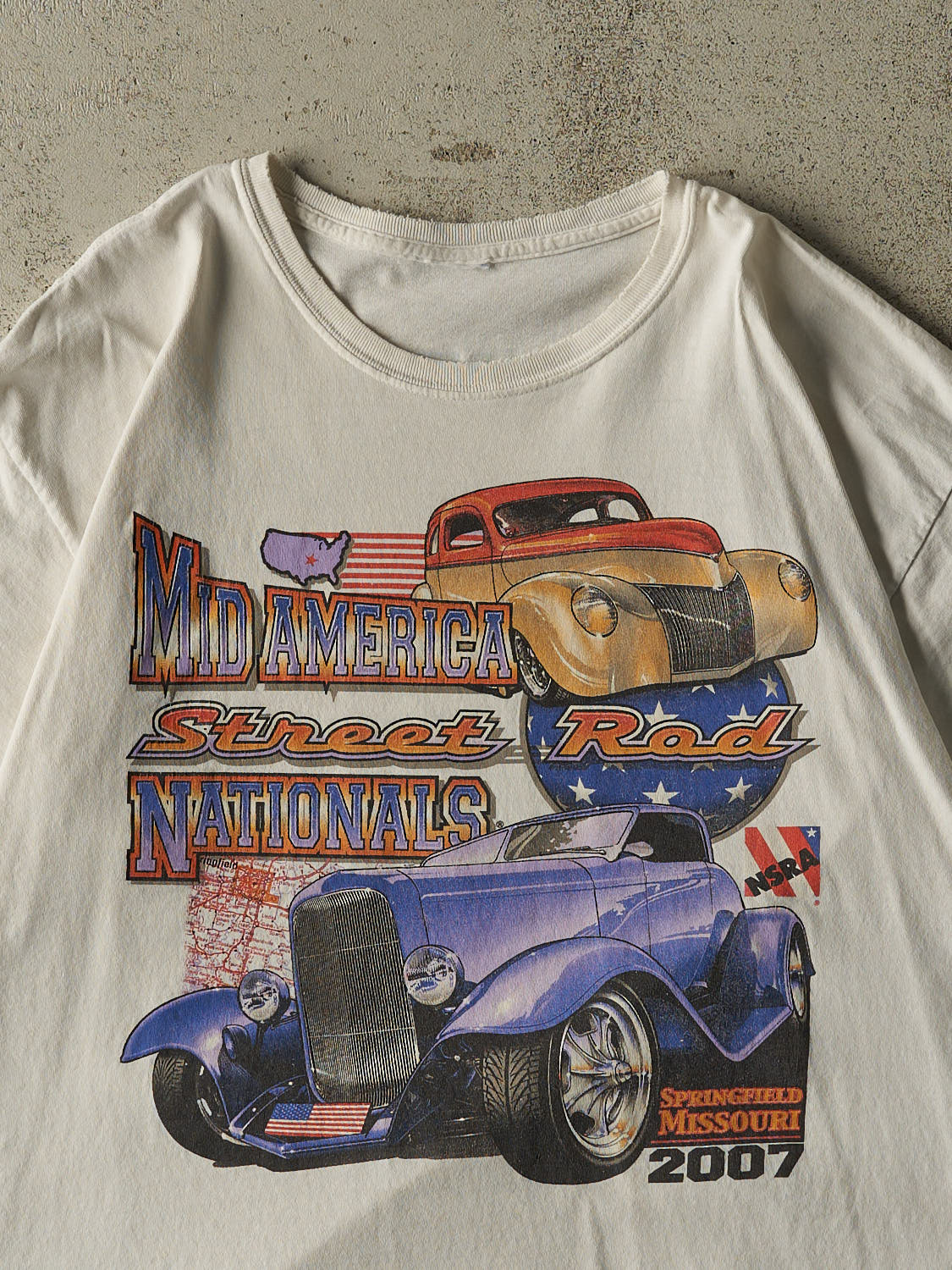 Vintage 07' White Mid America Street Rod Racing Tee (L/XL)