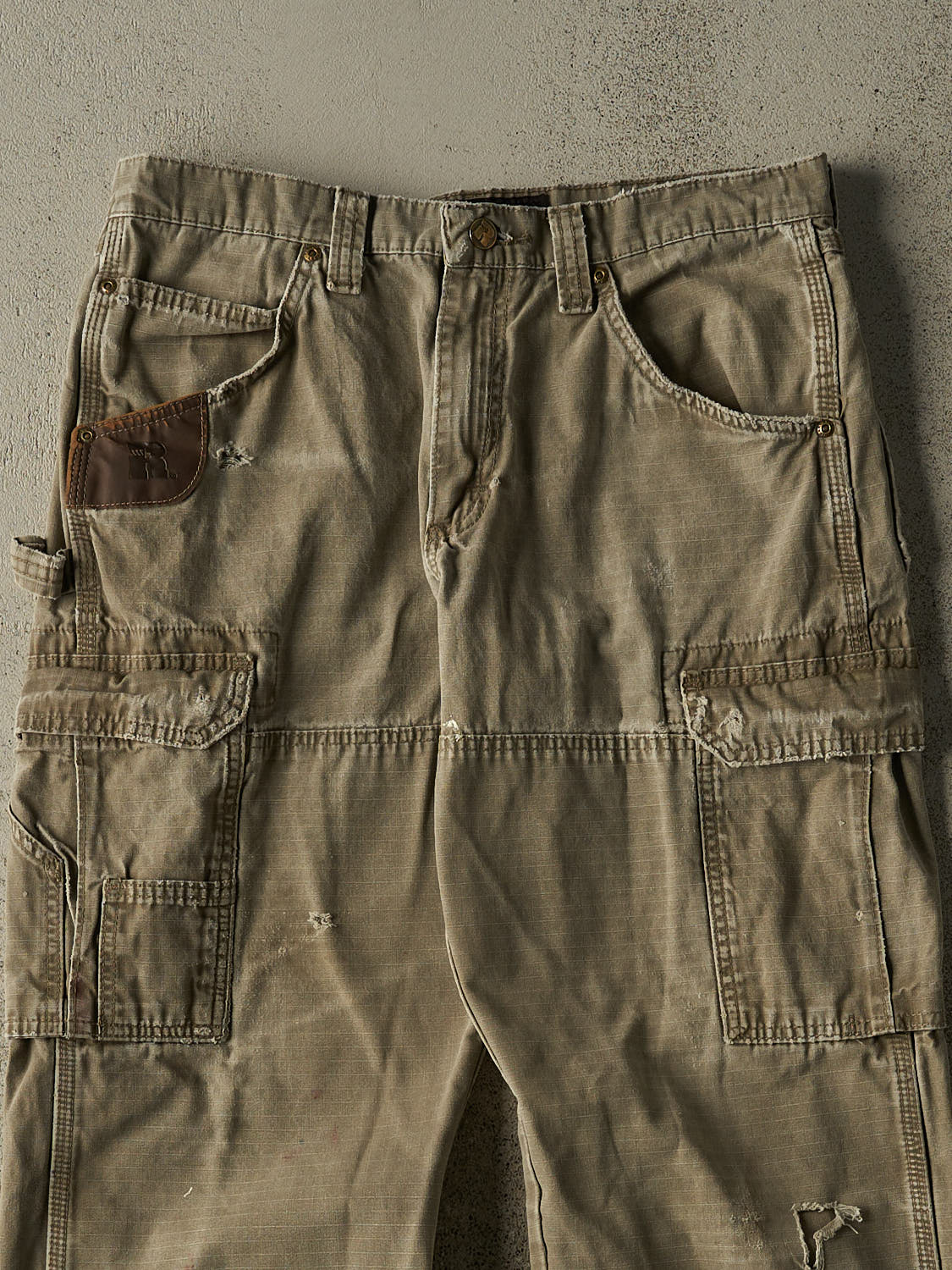 Vintage 90s Beige Wrangler Riggs Double Knee Carpenter Cargo Pants (32x29.5)