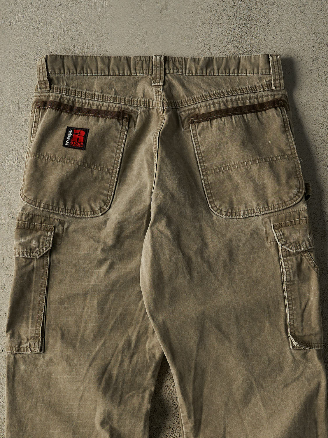 Vintage 90s Beige Wrangler Riggs Double Knee Carpenter Cargo Pants (32x29.5)