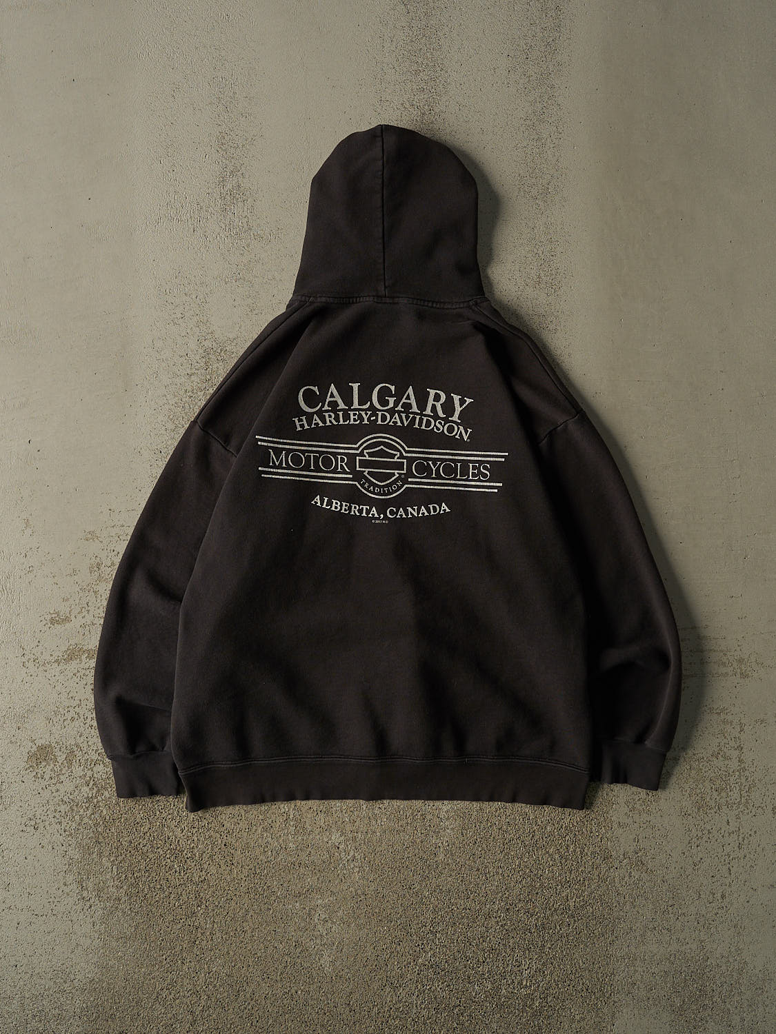 17' Faded Black Harley Davidson Alberta Zip Up Hoodie (XL)