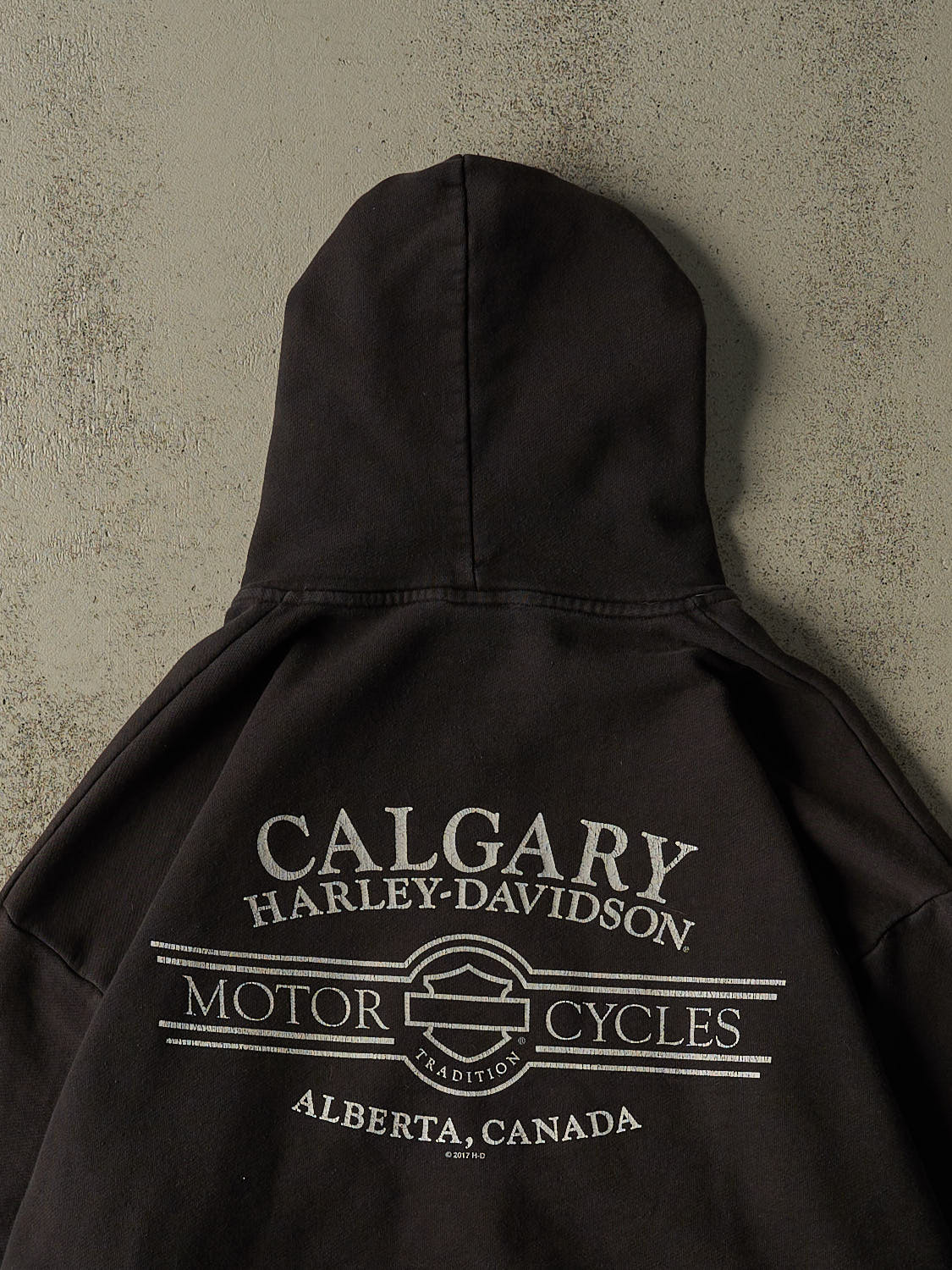 17' Faded Black Harley Davidson Alberta Zip Up Hoodie (XL)