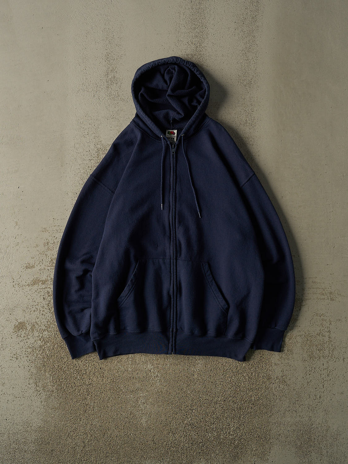 Vintage 90s Navy Blue Blank Zip Up Hoodie (XL)