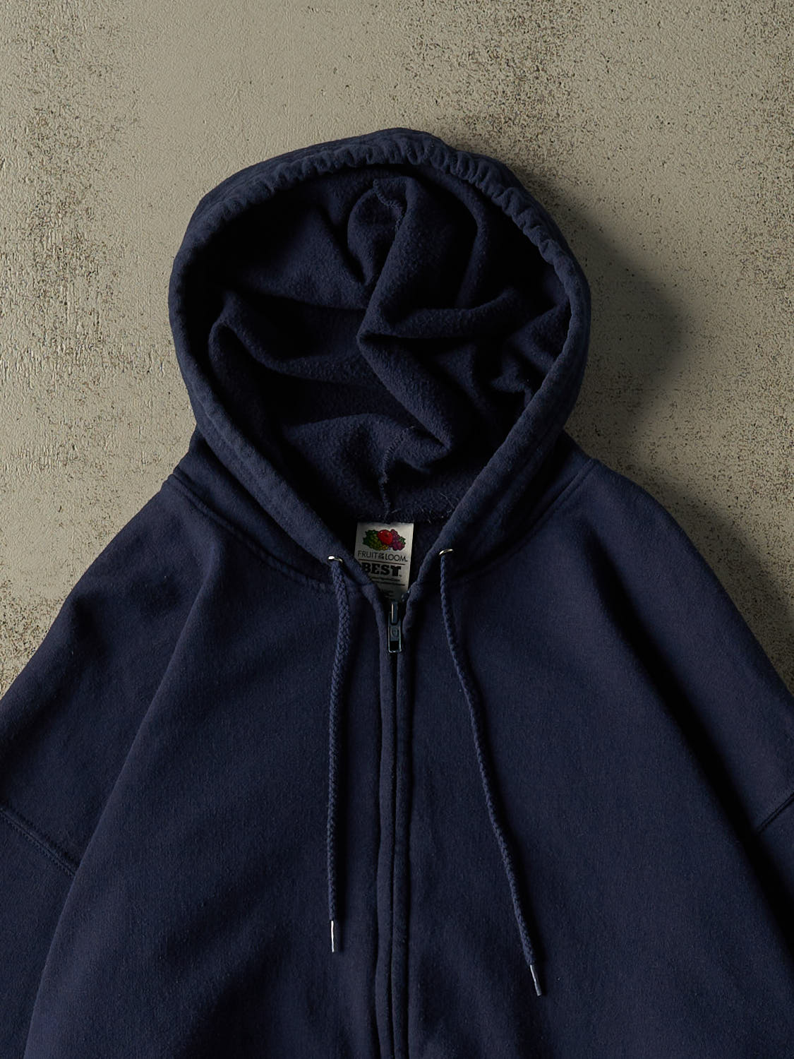 Vintage 90s Navy Blue Blank Zip Up Hoodie (XL)