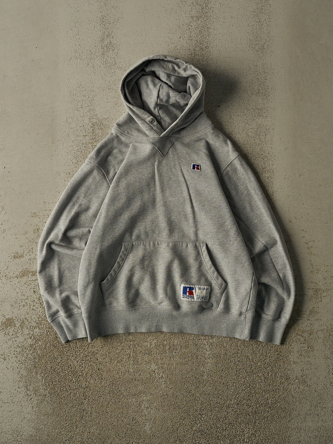 Vintage 90s Grey Russell Athletic Embroidered Hoodie (XS)