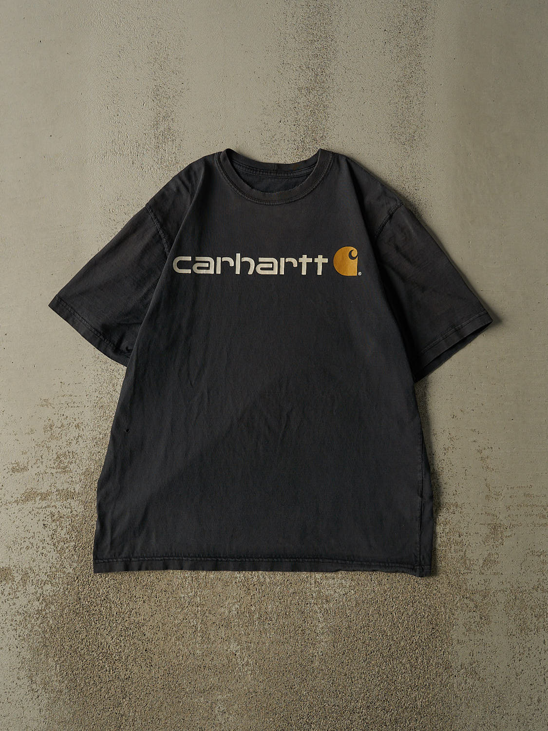 Vintage Y2K Faded Black Carhartt Logo Tee (L/XL)
