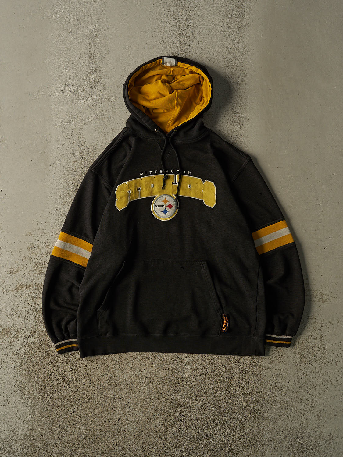 Vintage Y2K Sun Faded Black Pittsburgh Steelers Embroidered Hoodie (M/L)