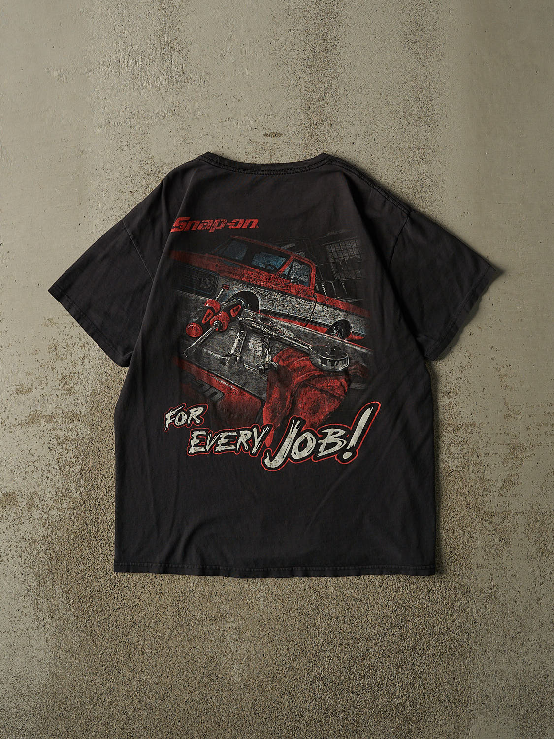 Vintage Y2K Faded Black Snap-On "For Every Job" Tee (L)
