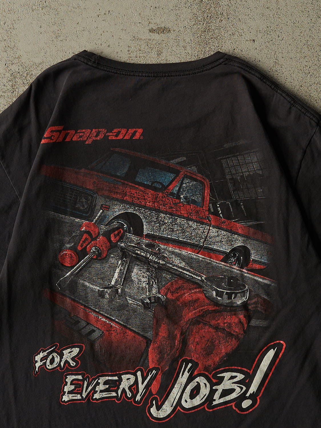Vintage Y2K Faded Black Snap-On "For Every Job" Tee (L)
