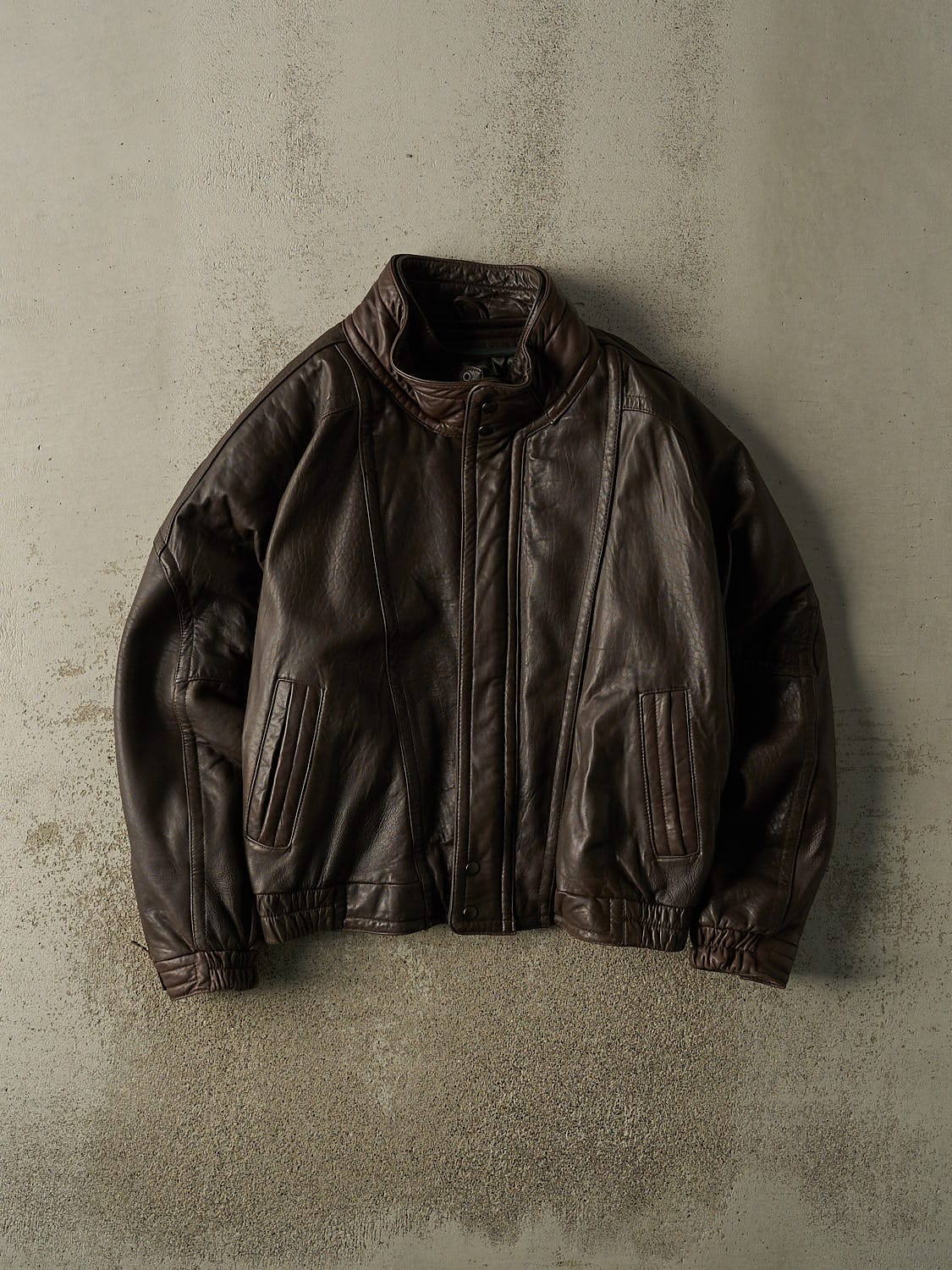 Vintage 90s Brown Pelle Studio Leather Bomber Jacket (L/XL)