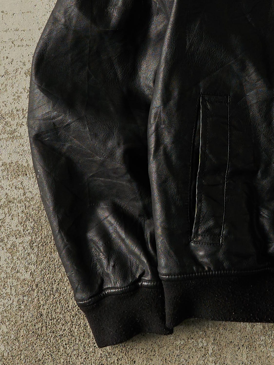 Vintage Y2K Black Tommy Hilfiger Leather Bomber Jacket (L/XL)