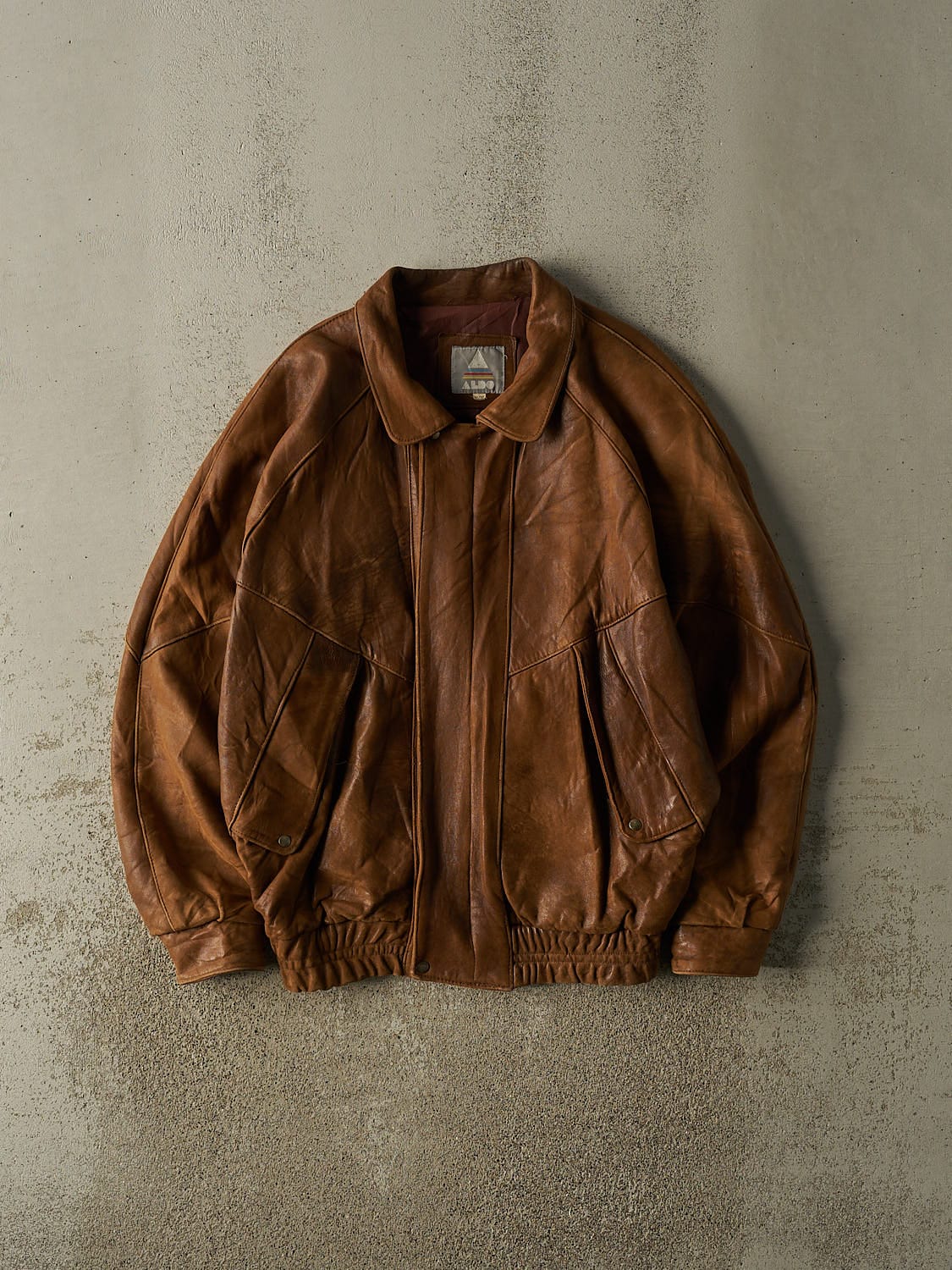 Vintage 90s Brown Bomber Leather Jacket (L/XL)