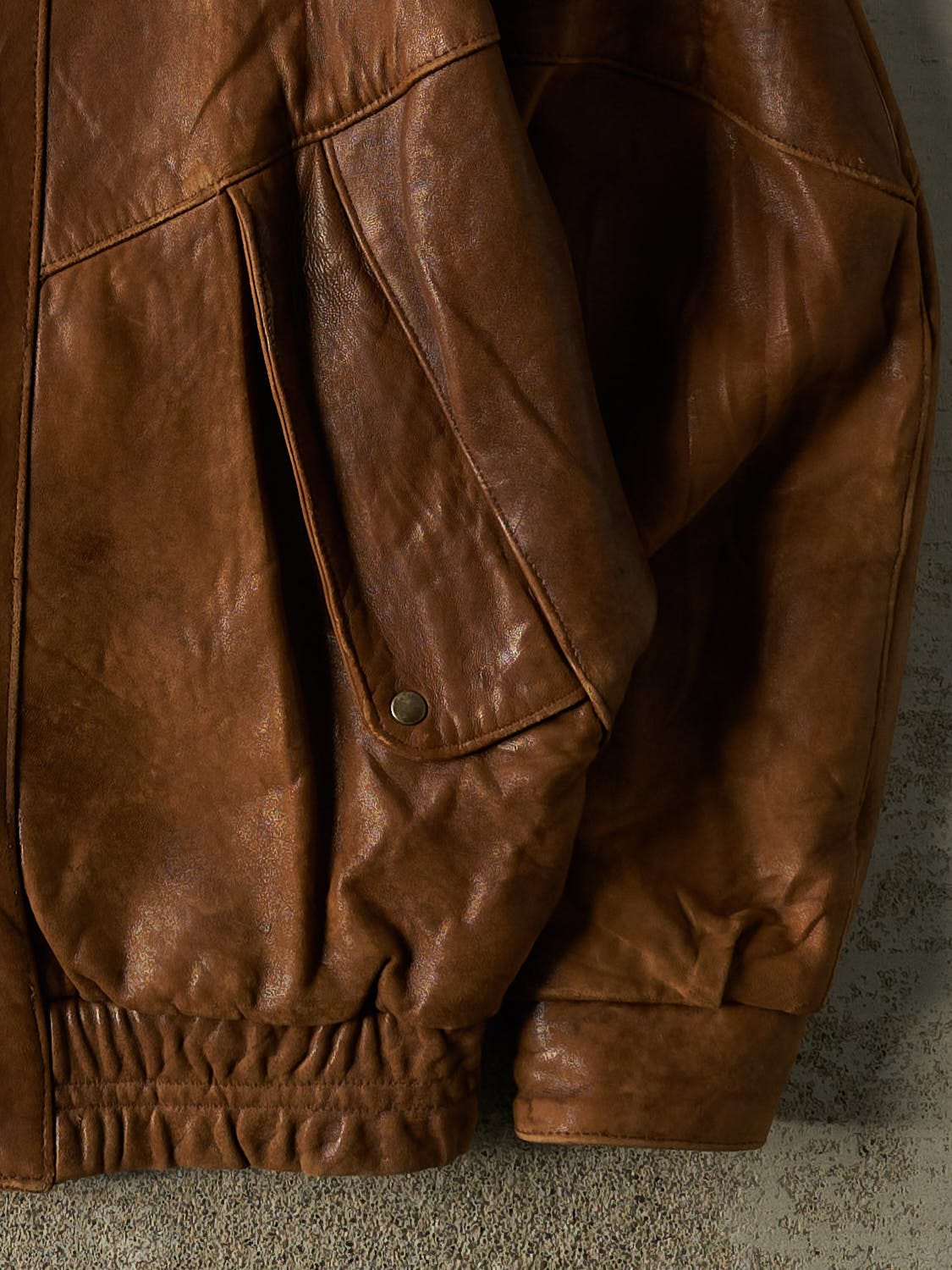 Vintage 90s Brown Bomber Leather Jacket (L/XL)