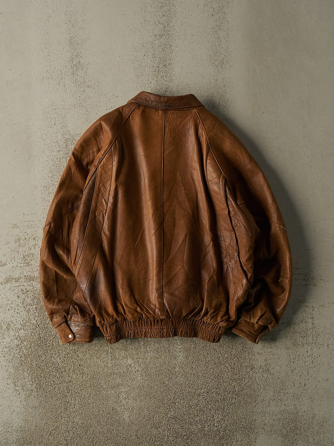 Vintage 90s Brown Bomber Leather Jacket (L/XL)