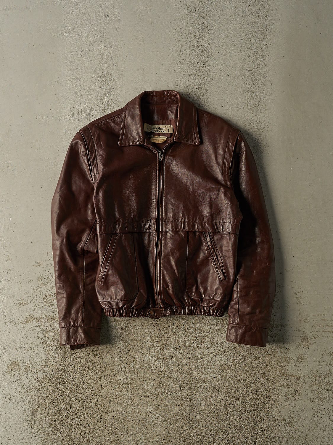 Vintage 80s Burgundy Leather Jacket (XS)