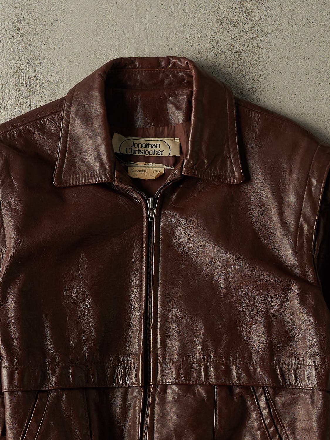 Vintage 80s Burgundy Leather Jacket (XS)