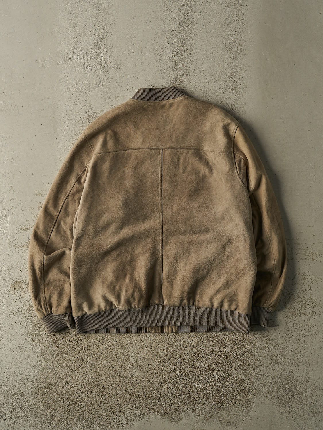 Vintage Y2K Beige Suede Bomber Leather Jacket (XL/XXL)