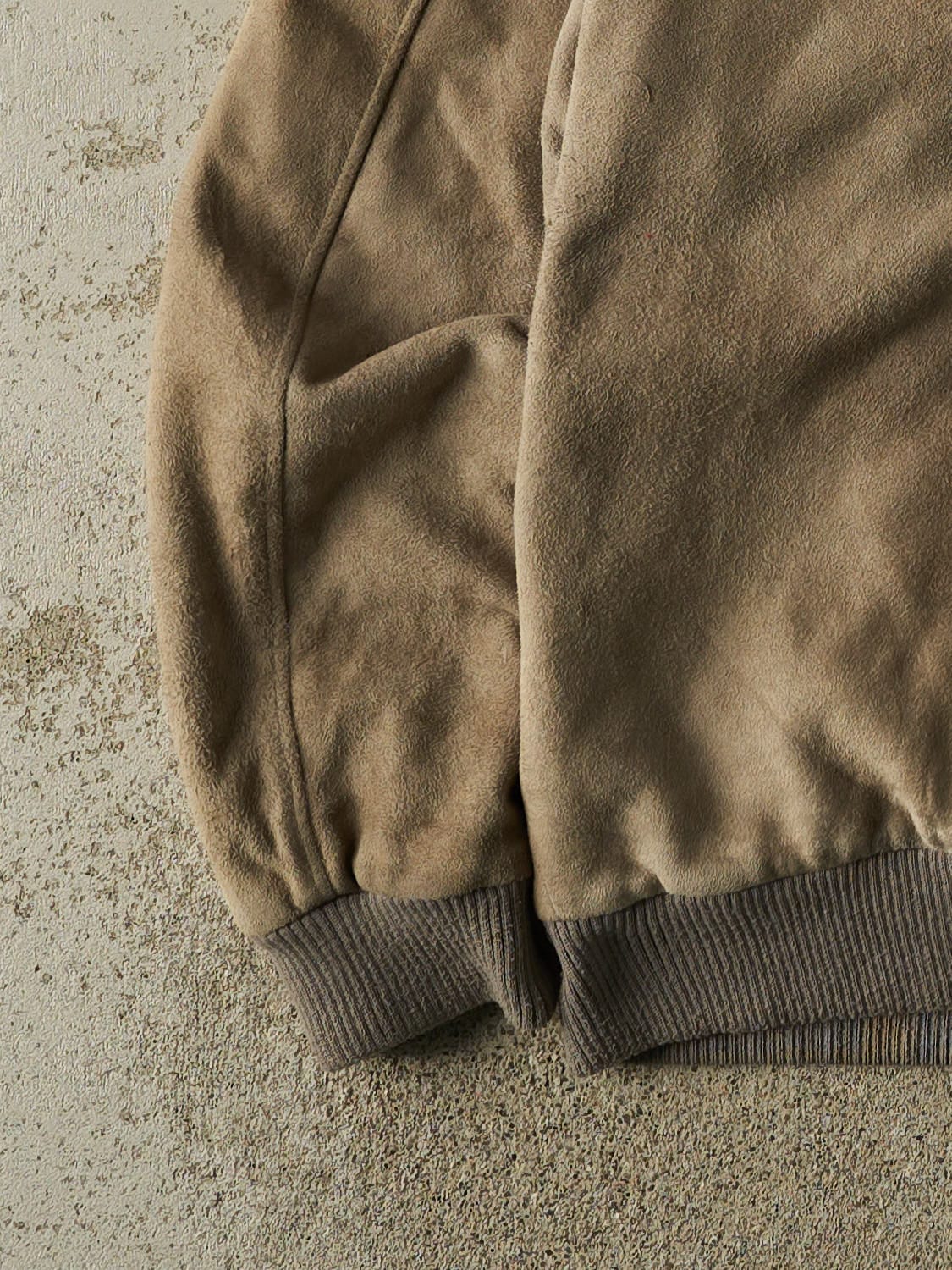 Vintage Y2K Beige Suede Bomber Leather Jacket (XL/XXL)