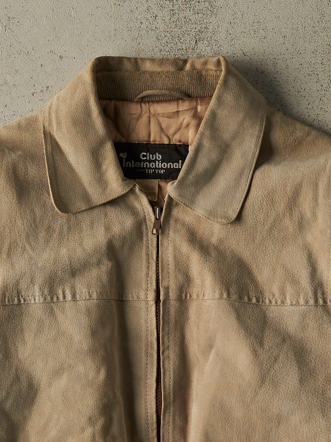Vintage 90s Beige Suede Bomber Leather Jacket (S/M)