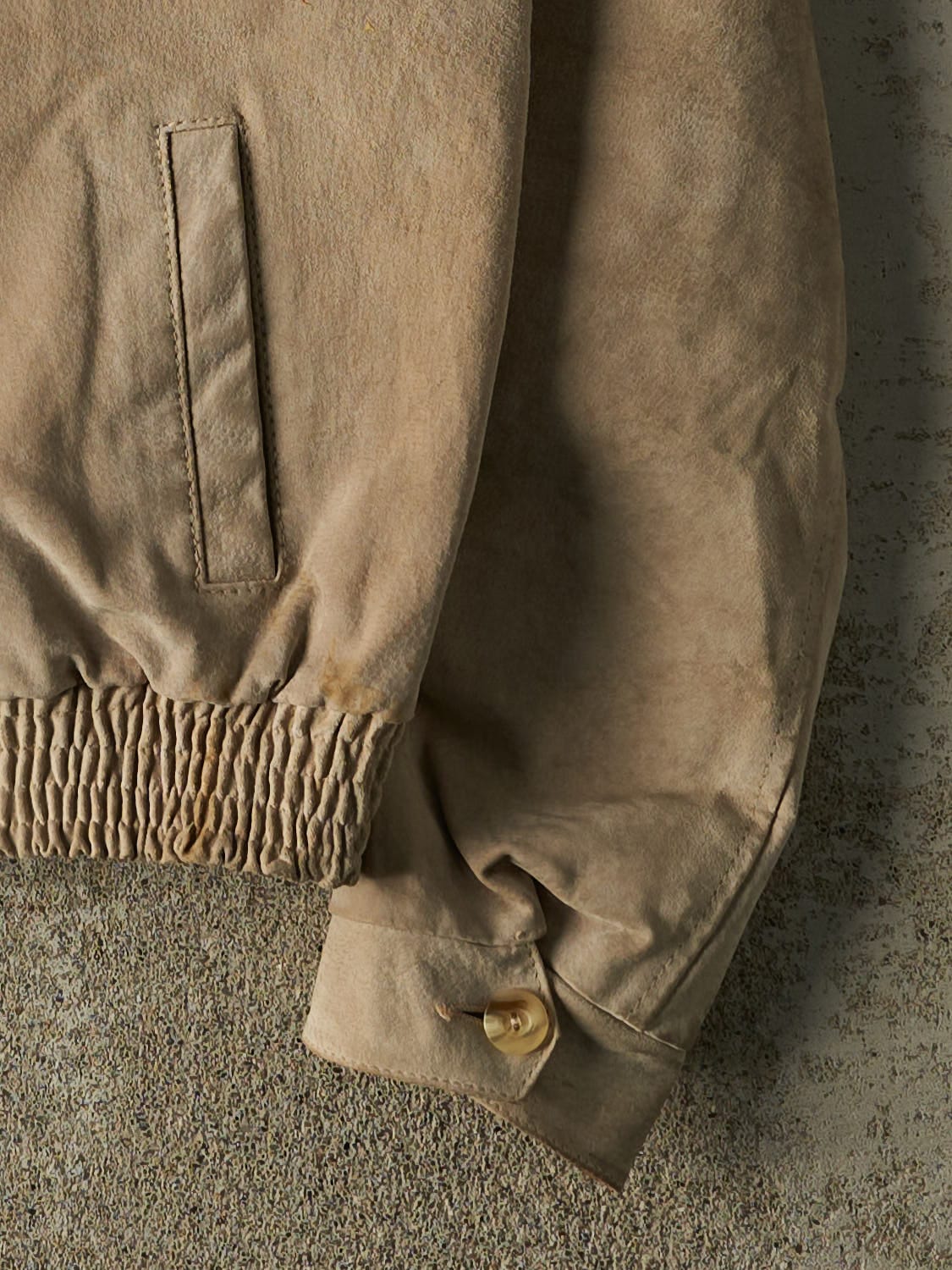 Vintage 90s Beige Suede Bomber Leather Jacket (S/M)