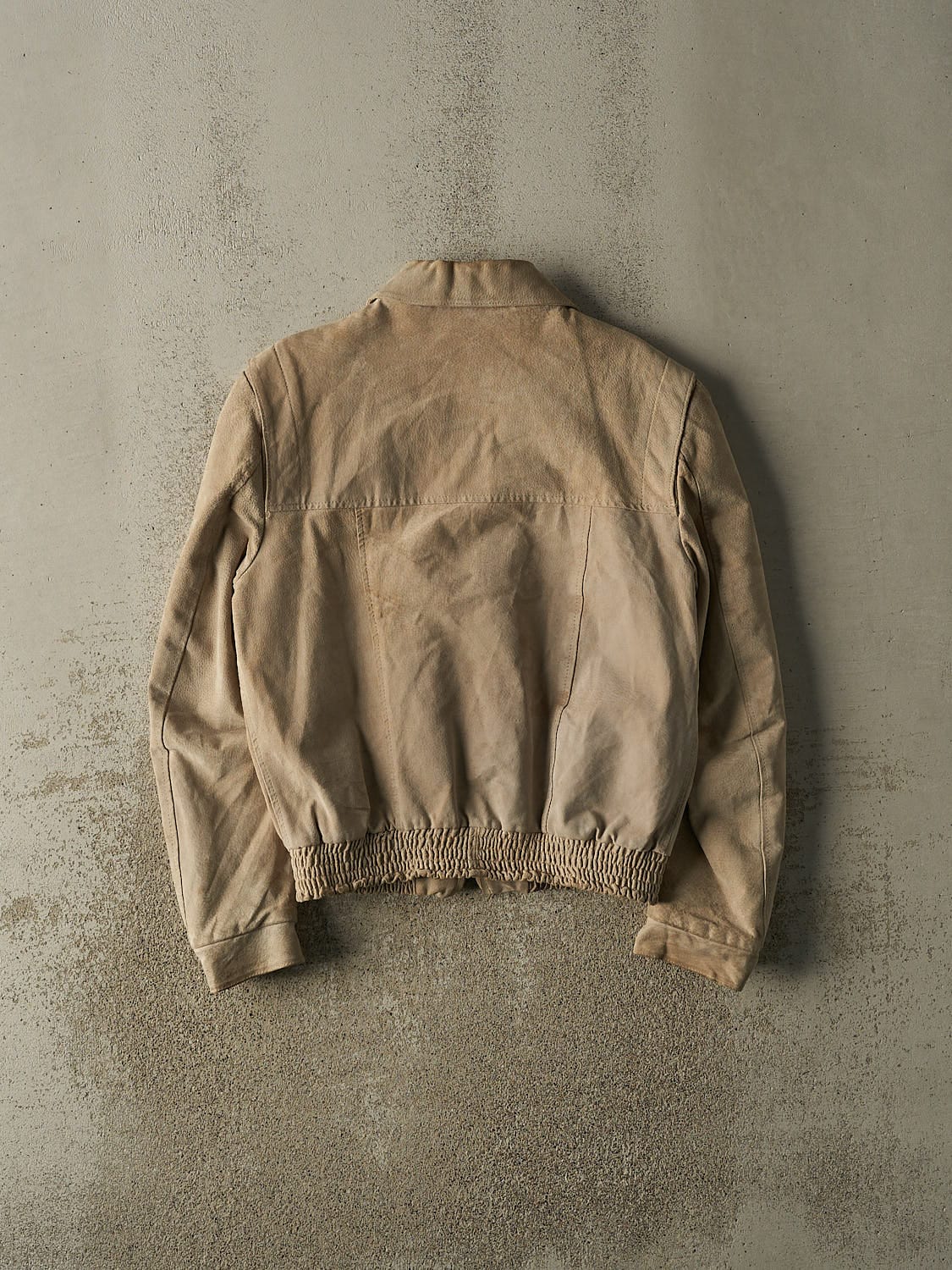 Vintage 90s Beige Suede Bomber Leather Jacket (S/M)
