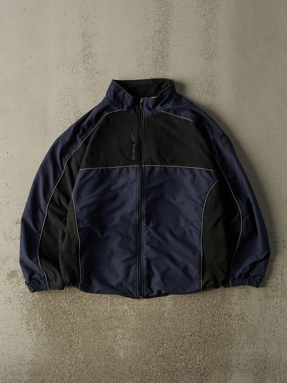 Vintage Y2K Navy Blue Reebok Fleece Windbreaker Jacket (L/XL)