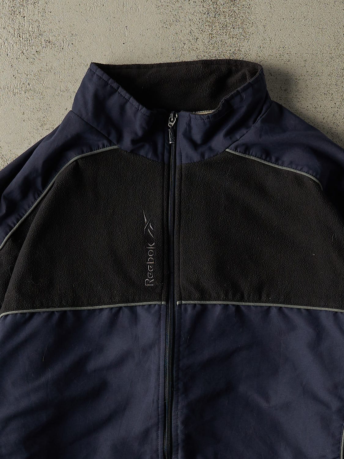 Vintage Y2K Navy Blue Reebok Fleece Windbreaker Jacket (L/XL)