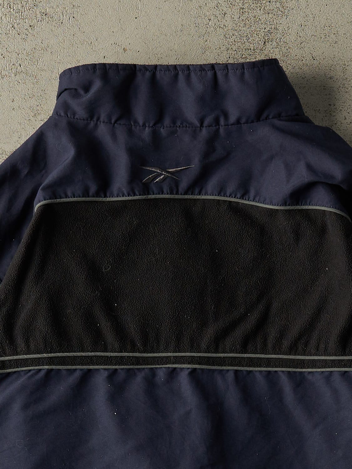 Vintage Y2K Navy Blue Reebok Fleece Windbreaker Jacket (L/XL)