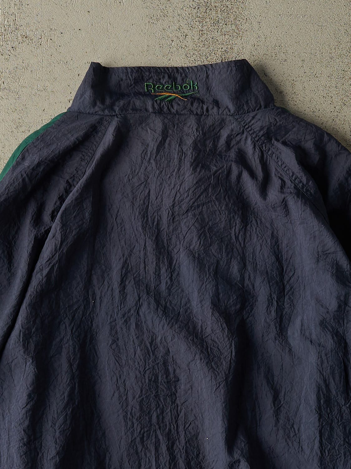 Vintage 90s Navy Blue Colour Block Reebok Windbreaker Jacket (L/XL)
