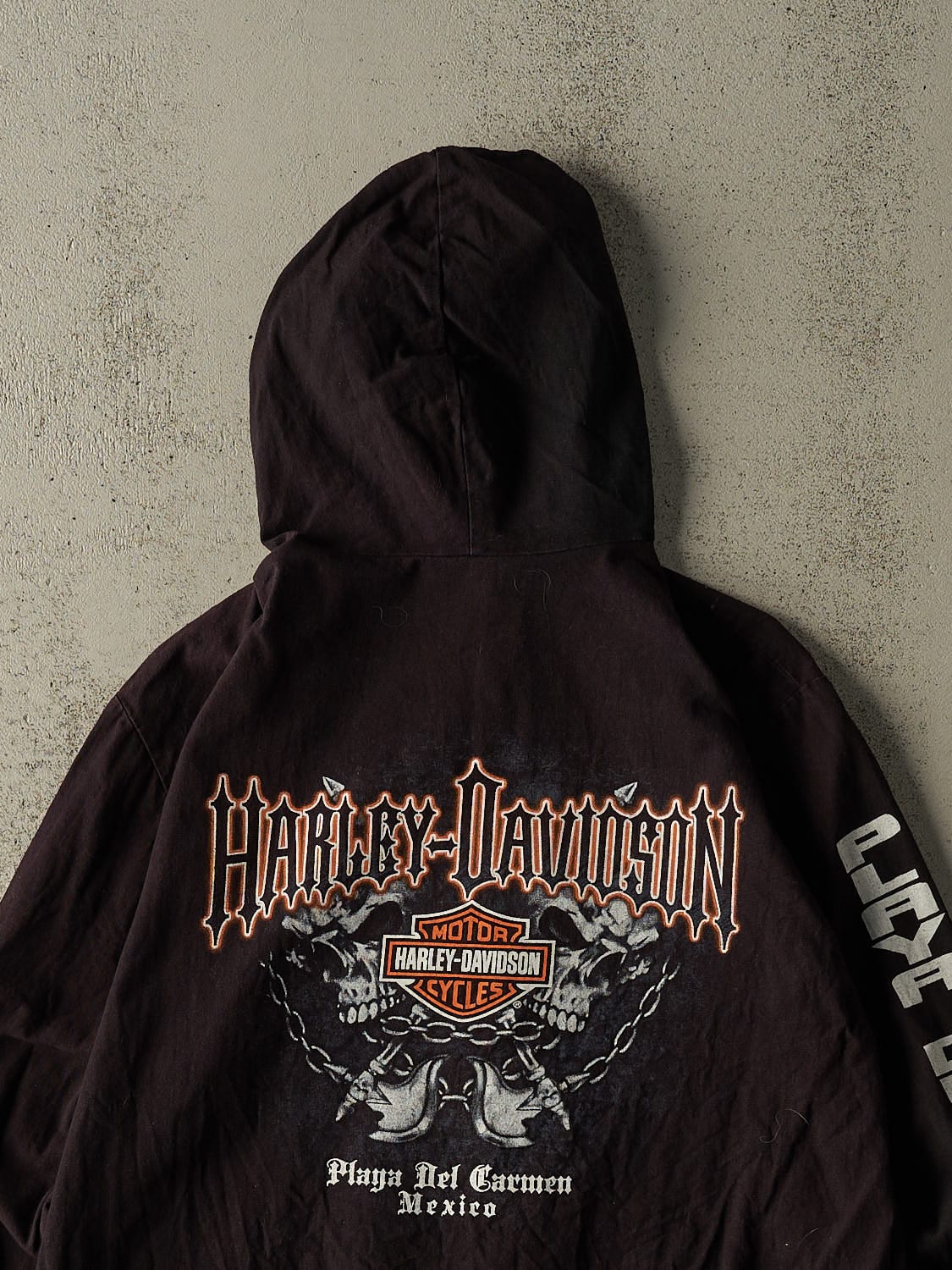 Vintage 90s Sun Faded Black Harley Davidson Mexico Lightweight Zip Up Hoodie (M)