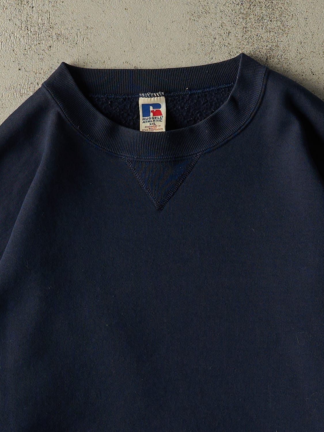 Vintage 90s Navy Blue Russell Athletic Blank Crewneck (XL/XXL)